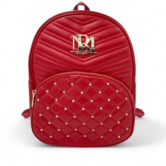 Badgley Mischka Backpack Red Studded Quilted Mini New With Tags - Picture 1 of 9